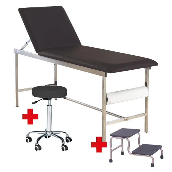 PACK DIVAN D'EXAMEN INOX + MARCHE PIED + TABOURET