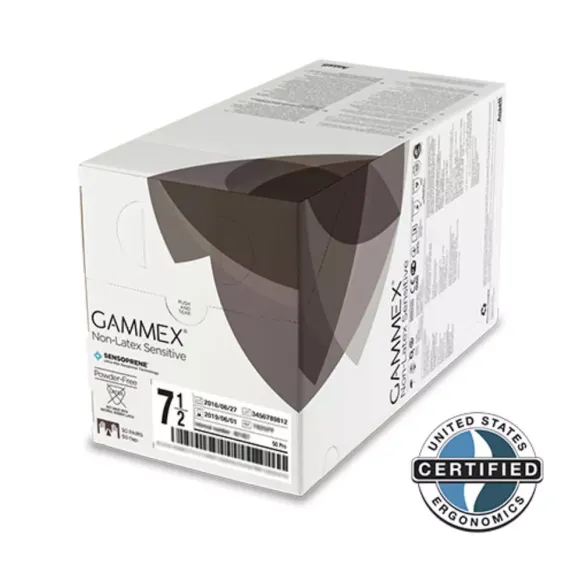 GANTS CHIRURGICAUX GAMMEX SENSITIVE SANS LATEX STÉRILES ANSELL - boîte de 50 paires