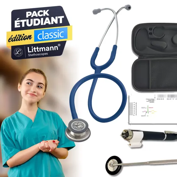 Pack Etudiant Edition Classic - Littmann Classic III Violet Prune + marteau réflexe + réglette ECG + lampe stylo