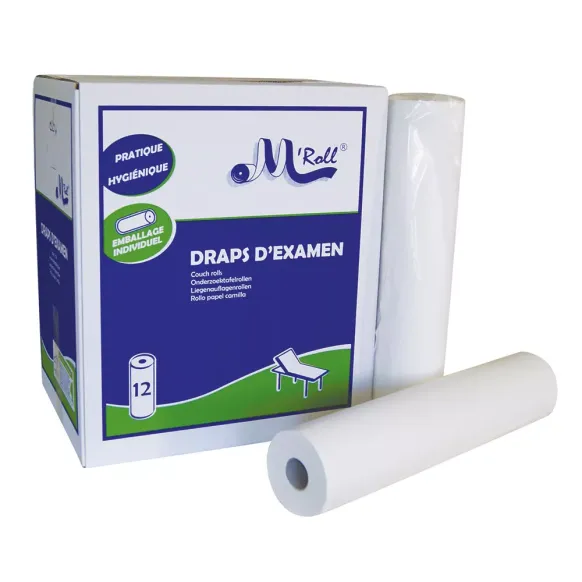 DRAPS D'EXAMEN OUATÉS LISSE PRÉDÉCOUPÉS M'ROLL - 12 rouleaux de 135 formats
