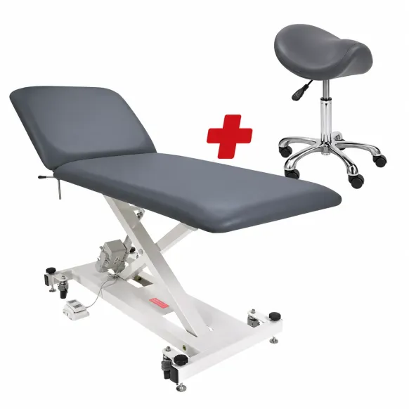 DIVAN D'EXAMEN ÉLECTRIQUE LIFTBACK BLEU MEDICLINIC - avec tabouret pony offert
