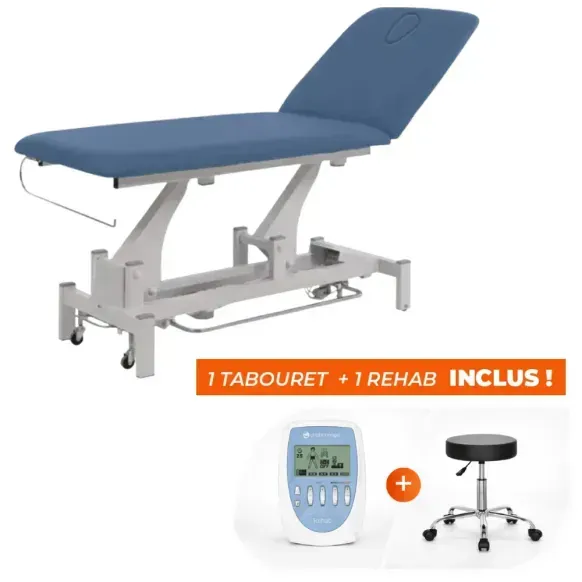 PACK KINÉ ESSENTIEL TABLE ÉLECTRIQUE COMPEX REHAB TABOURET - bleu
