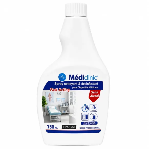 SPRAY DÉSINFECTANT MÉDICLINIC SANS ALCOOL PRÊT À L'EMPLOI - 750 ml