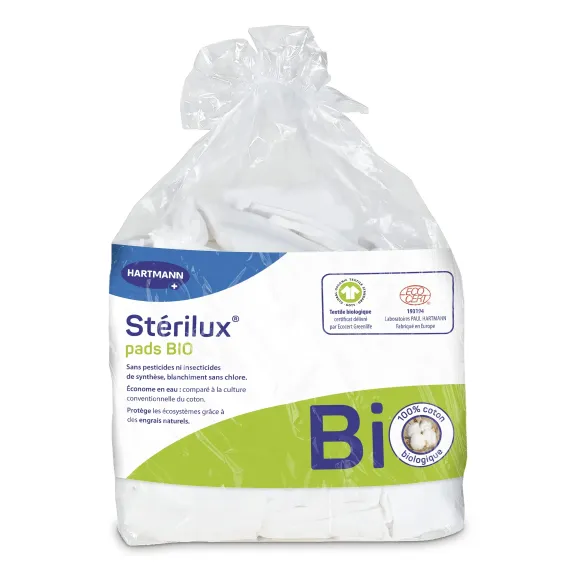 COTON RECTANGLE BIO STERILUX PADS DOUX ET ABSORBANT HARTMANN - sachet de 160