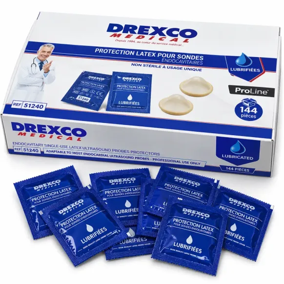 PROTECTIONS POUR SONDES ENDOCAVITAIRES LUBRIFIÉES LATEX MEDICLINIC - boîte de 144