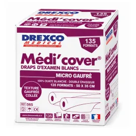 Carton de draps d'examen Médi'cover micro-gaufrés collés 2 plis – conditionnement de 9 rouleaux